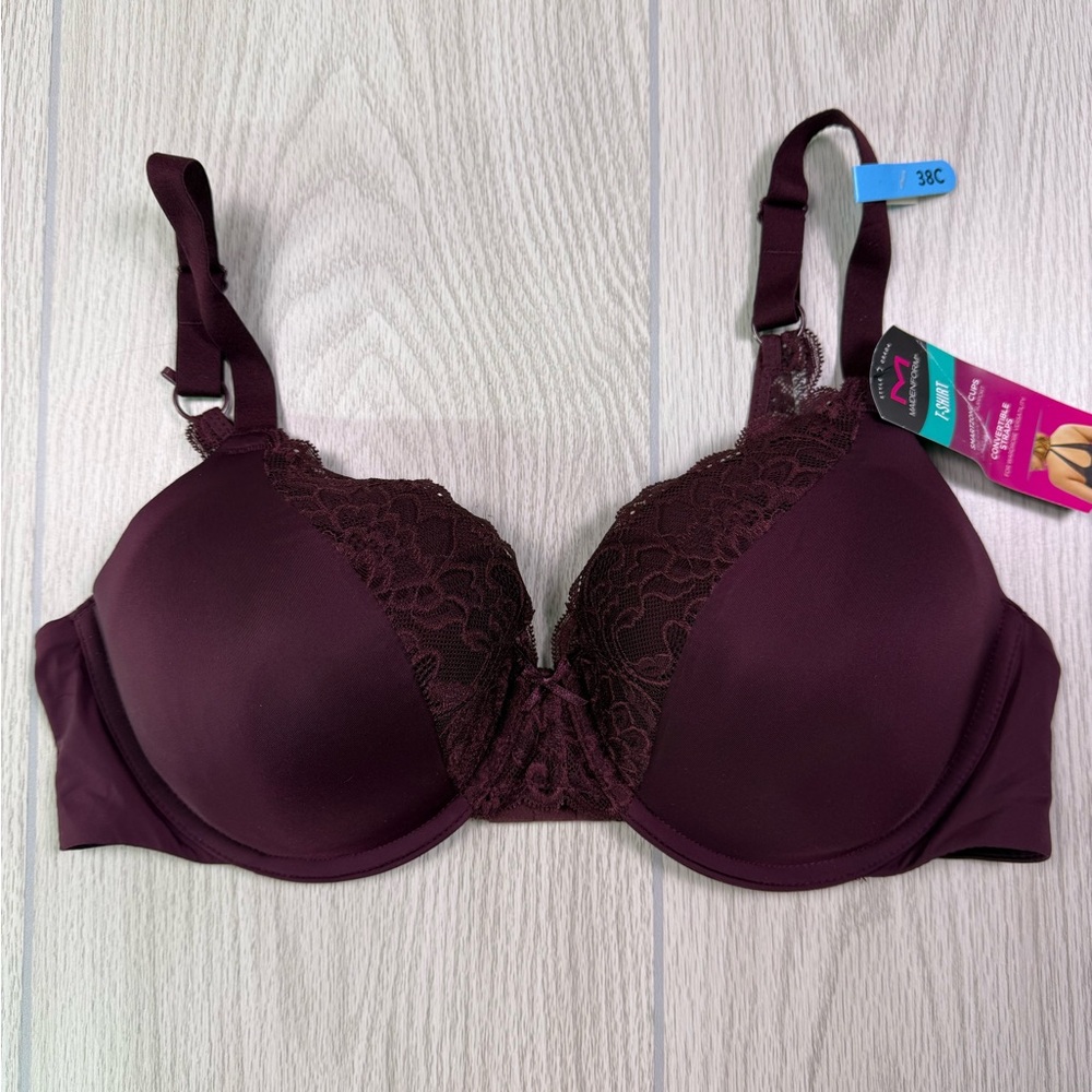 Maidenform‎ Lace-Trim Bra - Plum